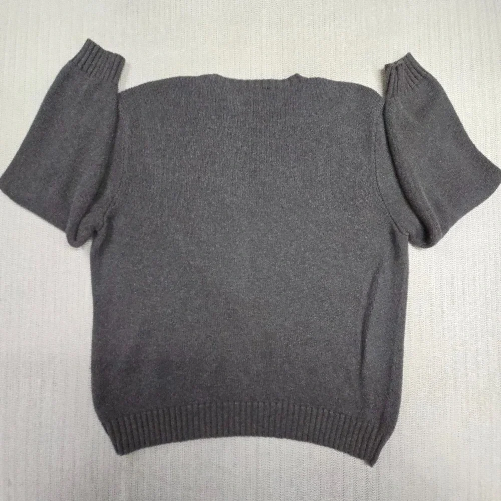 Vintage Polo Ralph Lauren Sweater Mens XL Gray Cotton Pullover Purple Pony